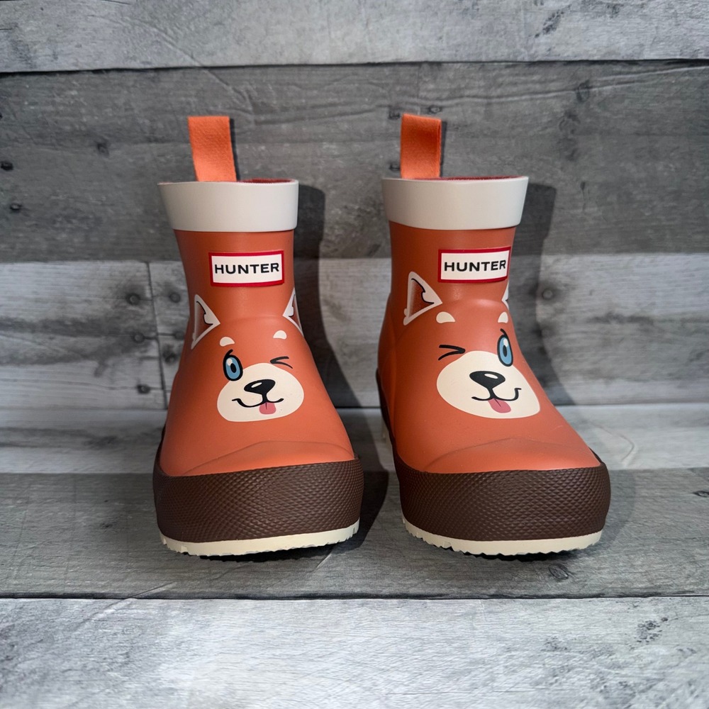 Hunter Kids First Classic Red Panda Rain Boots Orange US B10/G11